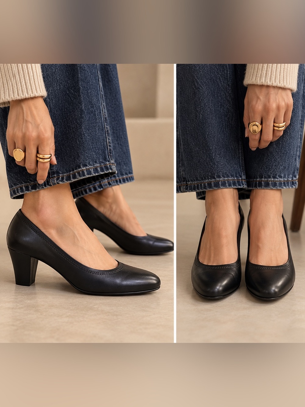 Clarks Artisan Black Leather Block Heel Pumps Women's Size 8.5